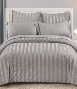 Комплект постельного белья с одеялом "King Stripe", Светло-серый