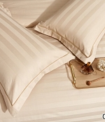 Комплект постельного белья, "Stripe mako satin collection", Кремовый