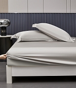 Простынь на резинке и две наволочки Tencel, Платиновый