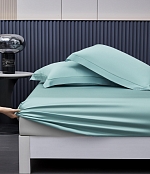 Простынь на резинке и две наволочки Tencel, Мятный