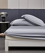 Простынь на резинке и две наволочки Tencel, Антрацит